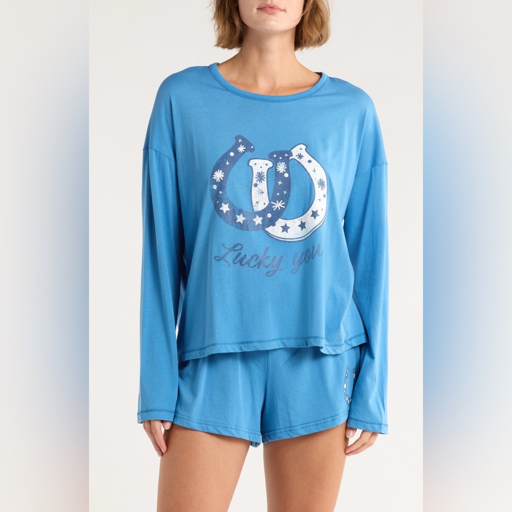 PJ Salvage Blue Lucky You Pajama Set Size M